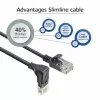 ACT Negro 0,25 metros Cable de red U/UTP CAT6A LSZH Slimline con conectores RJ45 90° acodado hacia abajo a recto