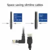 ACT Negro 0,15 metros Cable de red U/UTP CAT6A LSZH Slimline con conectores RJ45 90° acodado hacia arriba a recto
