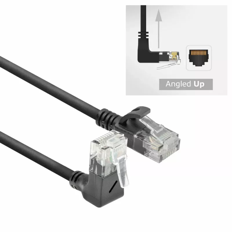 ACT Negro 0,25 metros Cable de red U/UTP CAT6A LSZH Slimline con DC4952