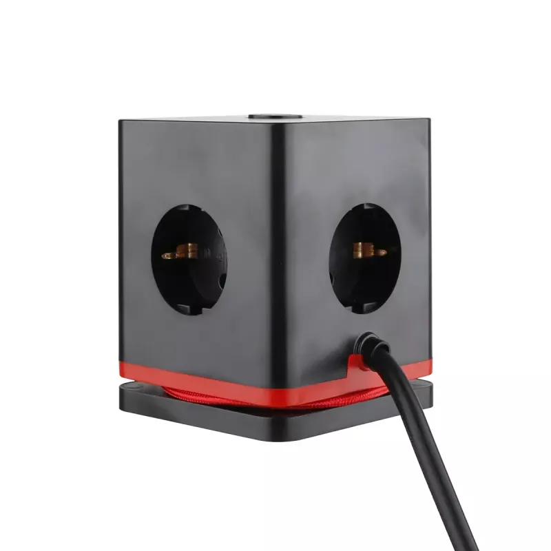 Regleta de enchufes Olympia SW 1000 con 3 tomas, cable de 1,5 m, 230 V, 16 A, negro/rojo