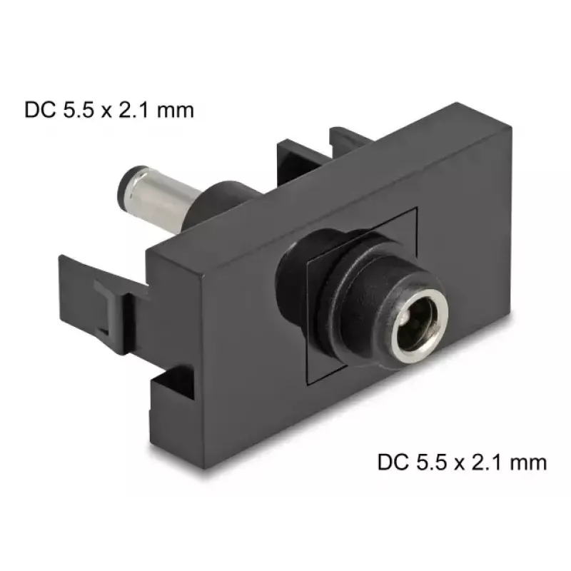 DeLOCK Easy 45 Toma de corriente DC negra conector hembra conector macho 45mm