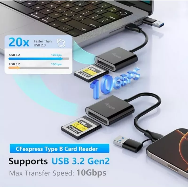Lector de tarjetas Equip 245461 USB 3.2 Gen 2 Type-C negro CFexpress 2.0