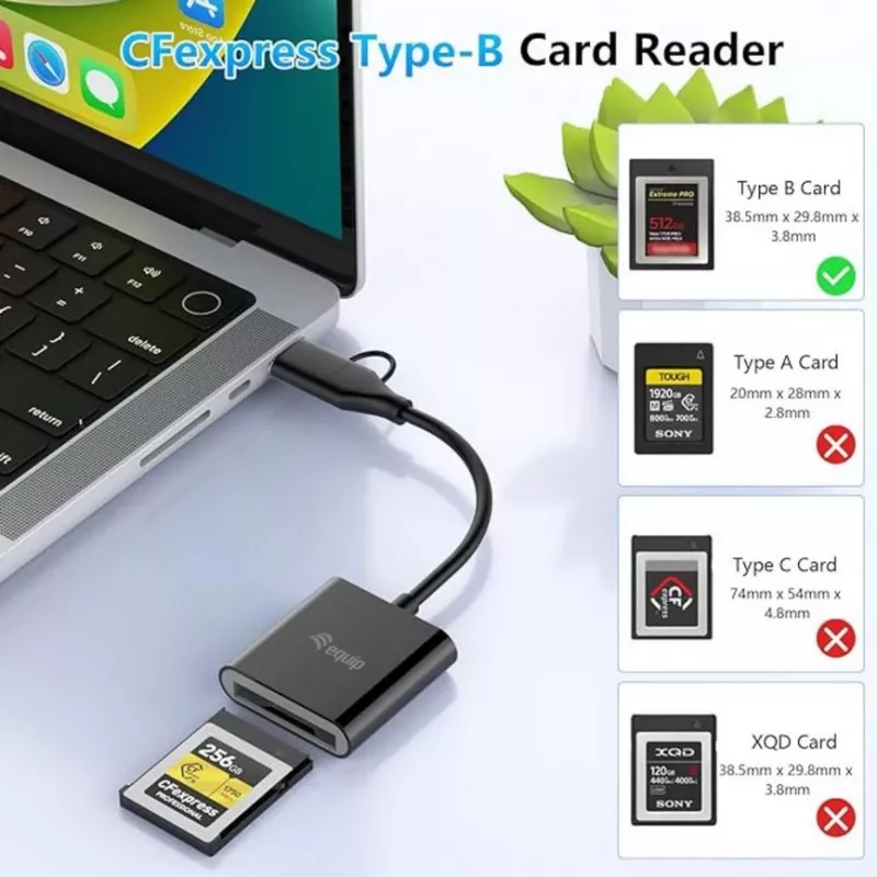 Lector de tarjetas Equip 245461 USB 3.2 Gen 2 Type-C negro CFexpress 2.0