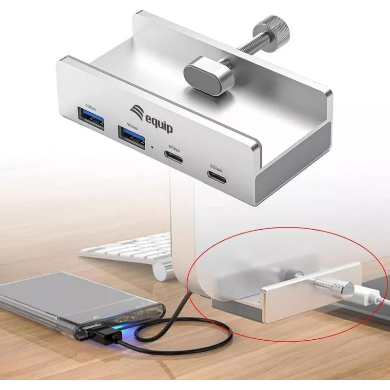 Equip 128967 hub de interfaces USB 3.2 Gen 1 (3.1 Gen 1) Type-A 5000 Mbit/s aluminio