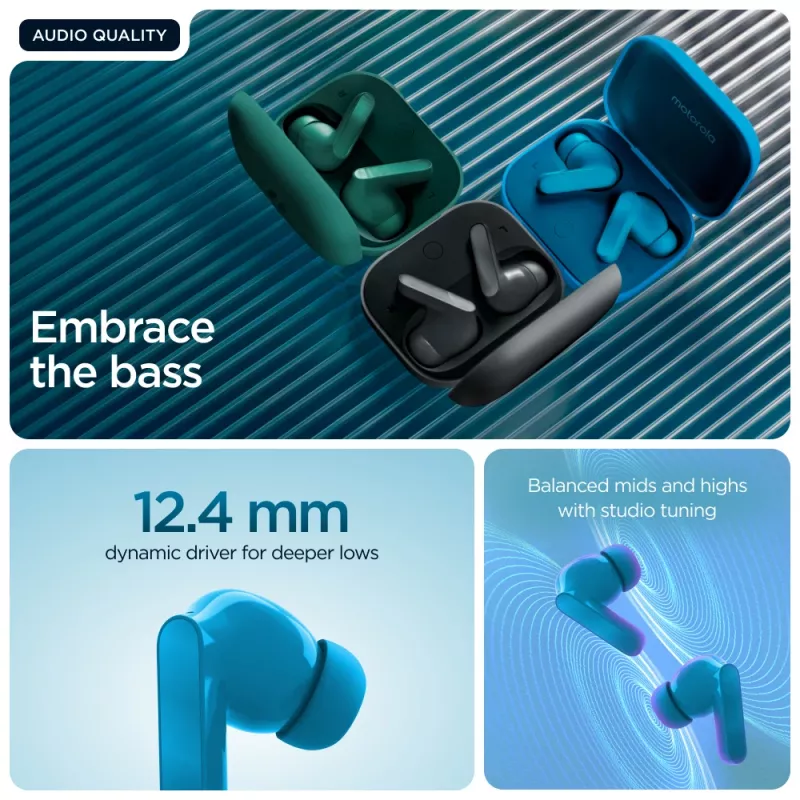 Auriculares Motorola Moto Buds Bass True Wireless Stereo (TWS) in-ear llamadas/música Bluetooth azul