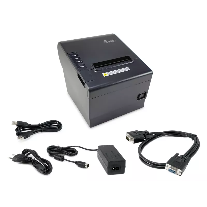 Impresora térmica de recibos EQUIP 58/80 mm con cortador automático, USB/Ethernet/Serie, cajón portamonedas, 203x203 DPI