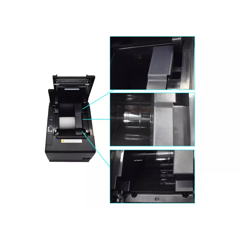 Impresora térmica de recibos EQUIP 58/80 mm con cortador automático, USB/Ethernet/Serie, cajón portamonedas, 203x203 DPI