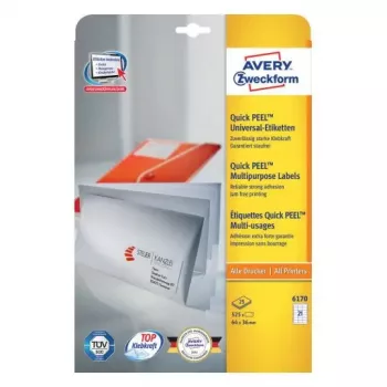 Etiquetas rectangulares autoadhesivas Avery Zweckform 6170 — blanco, adhesivo permanente, 525 uds.