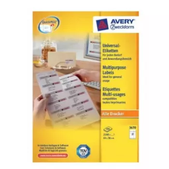 Etiquetas para impresora Avery 3670 blanco