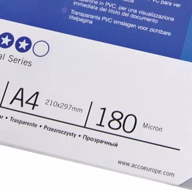 GBC Tapas de encuadernación Super HiClear A4 200 micras, A4, policloruro de vinilo (PVC), transparente, 0,2 mm, 100 unidades