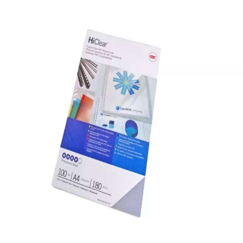 GBC Tapas de encuadernación HiClear A4 300 micras, A4, policloruro de vinilo (PVC), transparente, 0,3 mm, 100 uds.