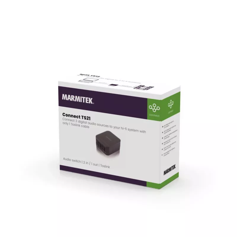 Marmitek Connect TS21 - conmutador óptico - 2 entradas / 1 salida - Toslink