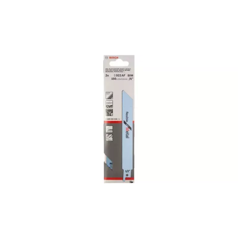 Hoja de sierra de sable Bosch S 922 AF Flexible for Metal bimetal 1 mm de paso de dientes