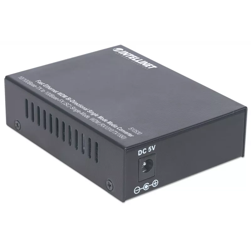 Intellinet 510530 conversor de medios Fast Ethernet WDM, de 10/100Base-TX (RJ-45) a 100Base-FX (SC) monomodo, 20 km (12,4 mi), Rx1310/Tx1550 nm