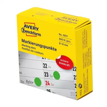 Avery 3851 etiqueta autoadhesiva redonda permanente verde 800 uds.