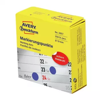 Avery 3857 etiqueta autoadhesiva redonda permanente azul 250 uds.