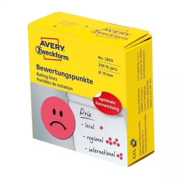 Avery 3859 etiqueta autoadhesiva redonda permanente rojo 250 uds.