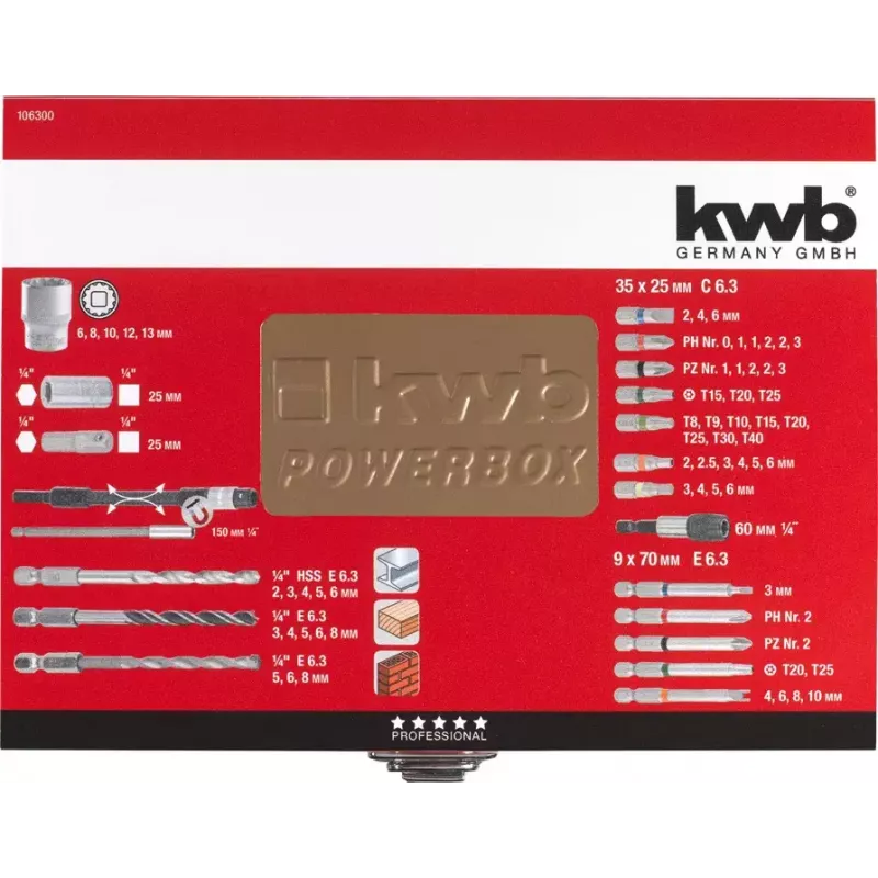 kwb 106300 Juego de puntas, 67 uds.
