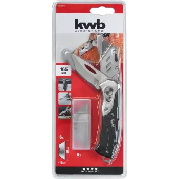 Cuchillo multiusos KWB 016910 cuchillo de hoja retráctil negro Drop-Point