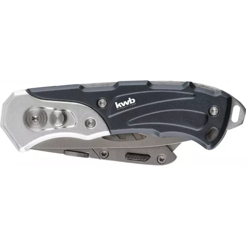 Cuchillo multiusos KWB 016910 cuchillo de hoja retráctil negro Drop-Point