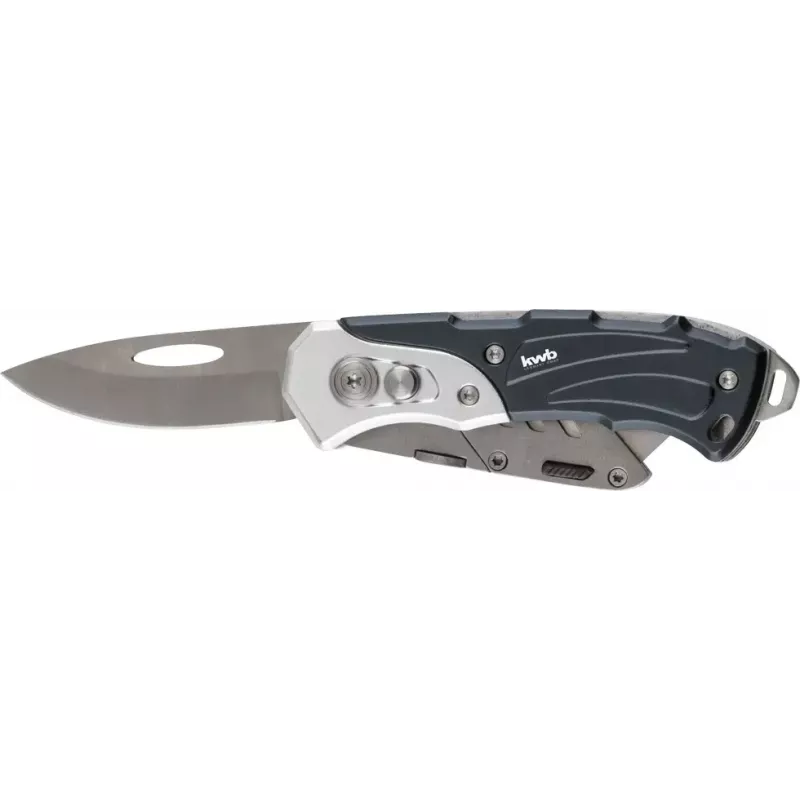 Cuchillo multiusos KWB 016910 cuchillo de hoja retráctil negro Drop-Point