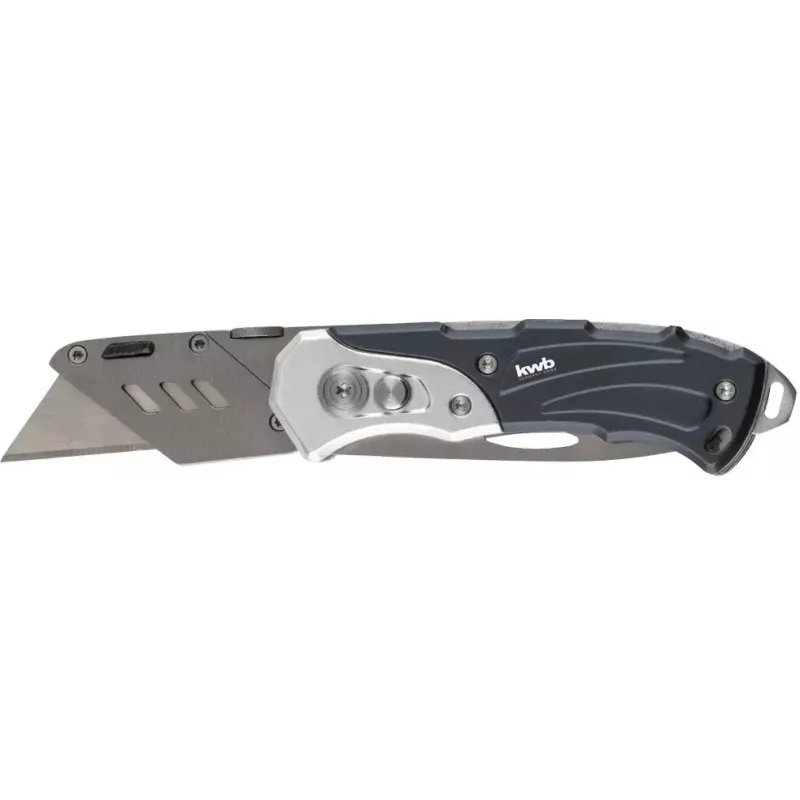 Cuchillo multiusos KWB 016910 cuchillo de hoja retráctil negro Drop-Point