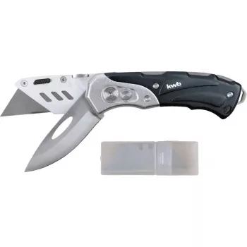Cuchillo multiusos KWB 016910 cuchillo de hoja retráctil negro Drop-Point