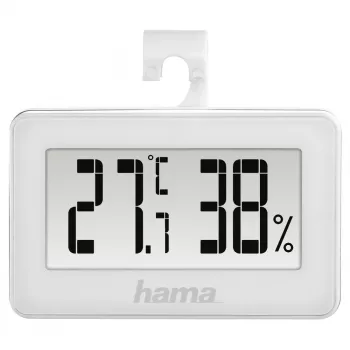 Estación meteorológica digital HAMA 00186363 – termómetro e higrómetro interior, humedad 20–95 %, blanco, pila CR2025