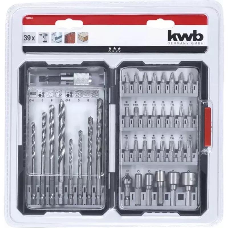 Juego de brocas KWB Universal 39 uds.