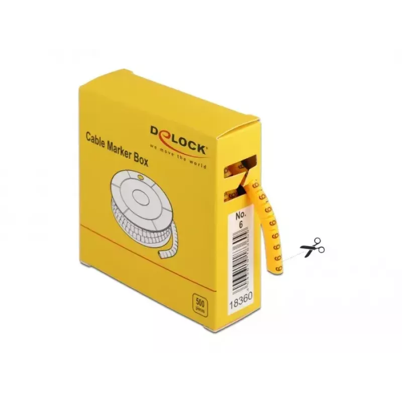 Marcador de cables DeLOCK caja n.º 6 amarillo 500 uds.