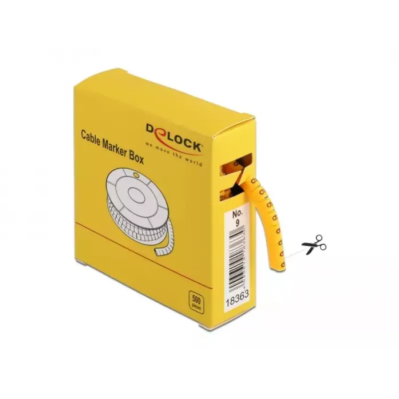 Caja de marcadores de cables DeLOCK n.º 9 amarillo 500 uds.