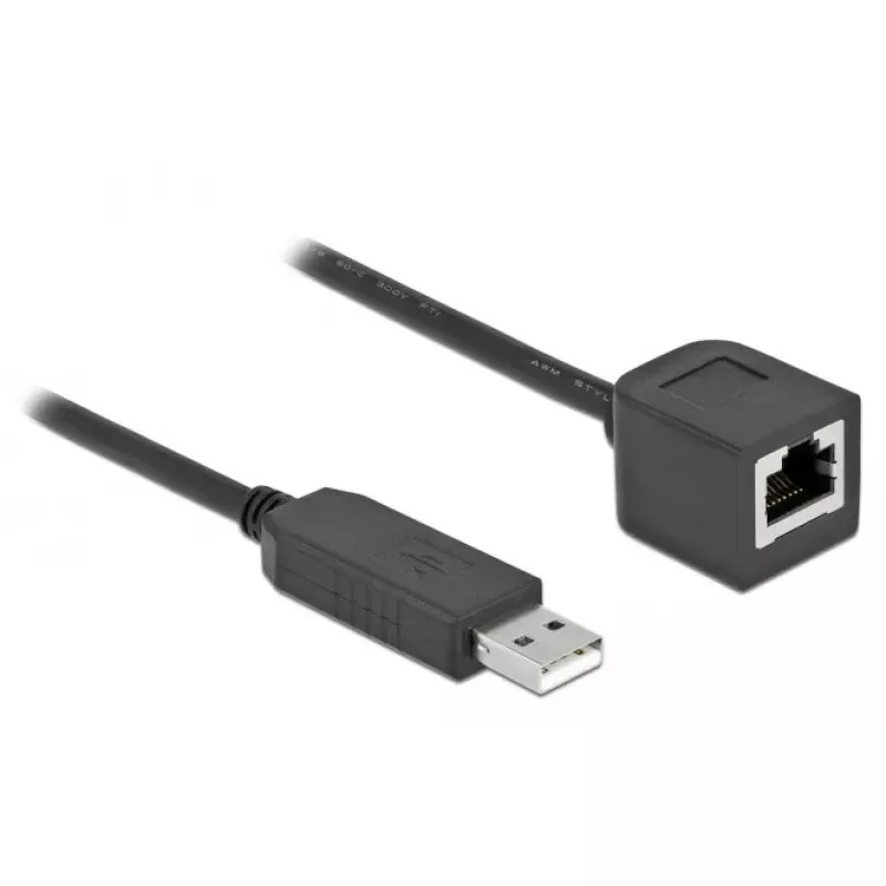 Cable de conexión serie DeLOCK 64165 USB 2.0 Type-A a RS-232 RJ45 2 m negro