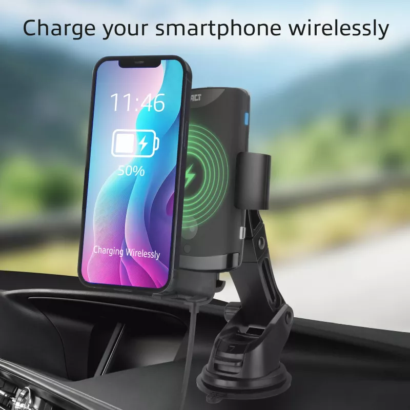 Soporte automático para smartphone en coche ACT AC9010 con carga inalámbrica