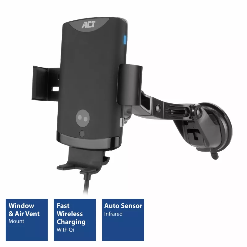 Soporte automático para smartphone en coche ACT AC9010 con carga inalámbrica