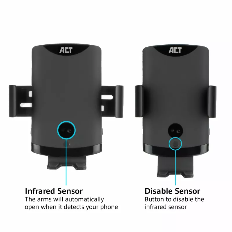 Soporte automático para smartphone en coche ACT AC9010 con carga inalámbrica