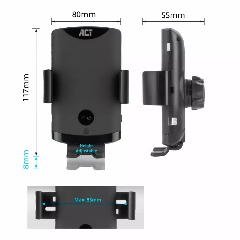 Soporte automático para smartphone en coche ACT AC9010 con carga inalámbrica