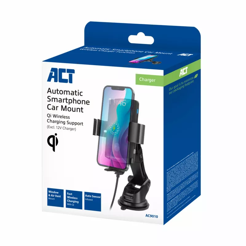Soporte automático para smartphone en coche ACT AC9010 con carga inalámbrica