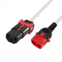 Cable de alimentación ACT C13 IEC Lock+ - C14 IEC Lock doble bloqueo blanco 1 m, PC3607