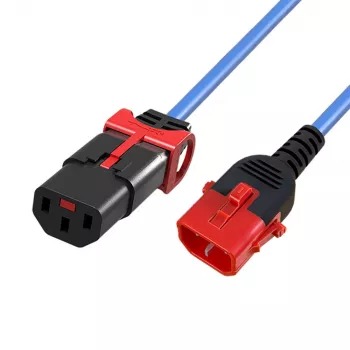 Cable de alimentación ACT C13 IEC Lock+ - C14 IEC Lock doble bloqueo azul 0,5 m, PC3618