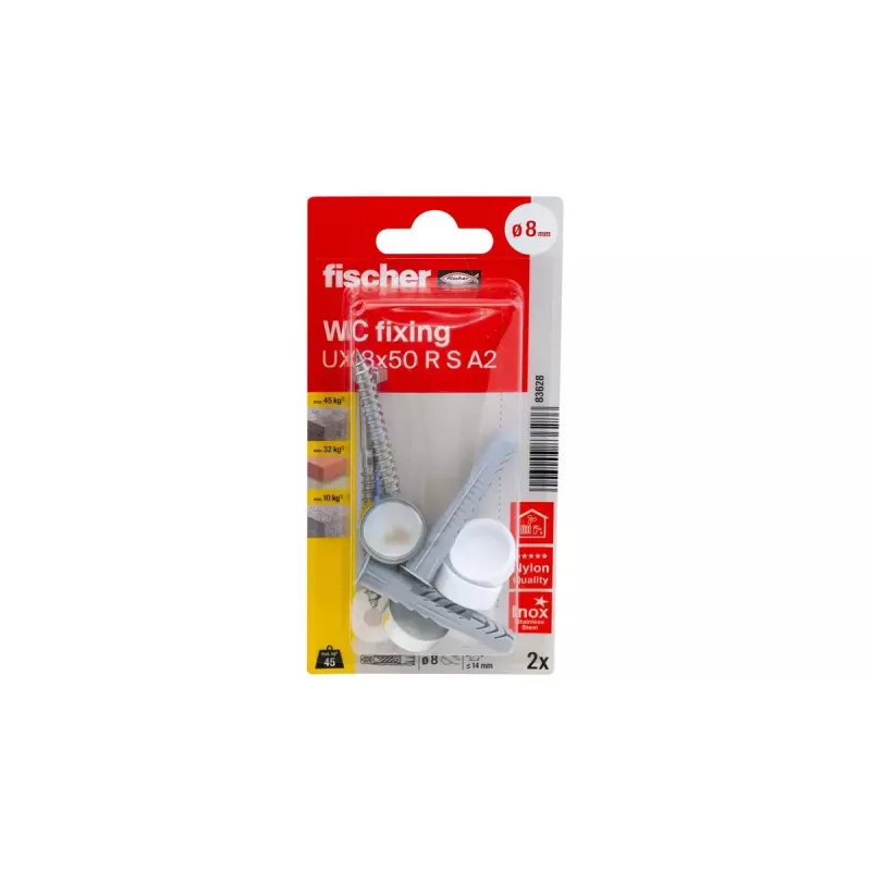 Set de tornillos y tacos Fischer 83628 apto para ladrillo, hormigón
