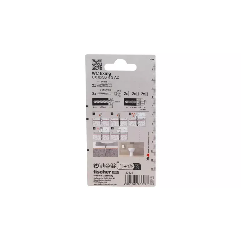 Set de tornillos y tacos Fischer 83628 apto para ladrillo, hormigón