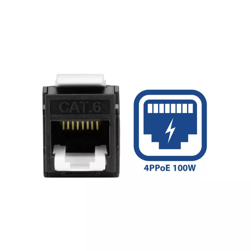 ACT Keystone Jack RJ45 CAT6 no apantallado sin herramientas con obturador, negro