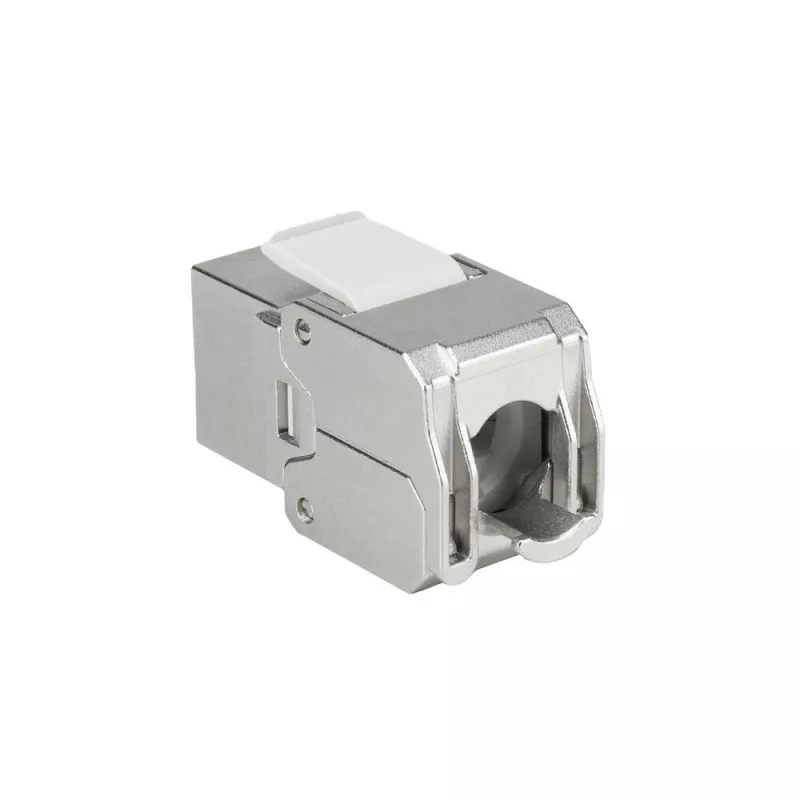 ACT Keystone Jack RJ45 CAT6 apantallado sin herramientas con obturador blanco plateado