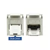ACT Keystone Jack RJ45 CAT6 apantallado sin herramientas con obturador blanco plateado