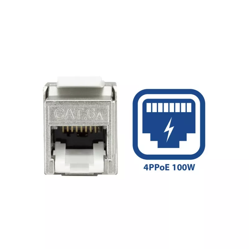 ACT conector hembra Keystone RJ45 CAT6A apantallado sin herramientas con tapa antipolvo