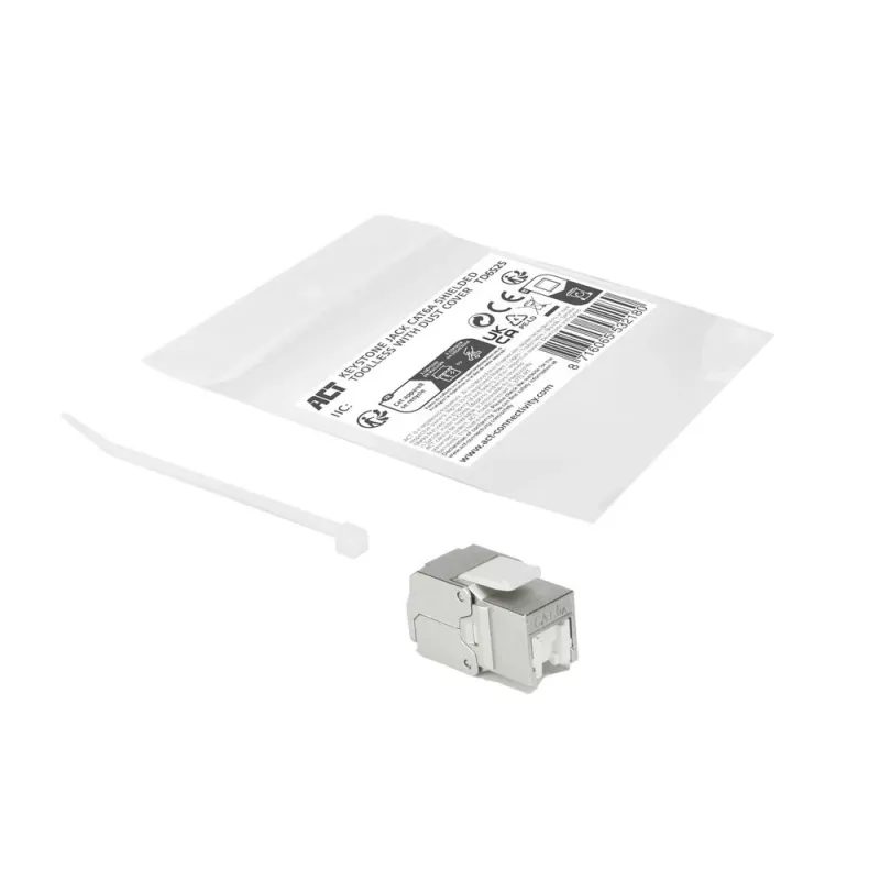 ACT conector hembra Keystone RJ45 CAT6A apantallado sin herramientas con tapa antipolvo