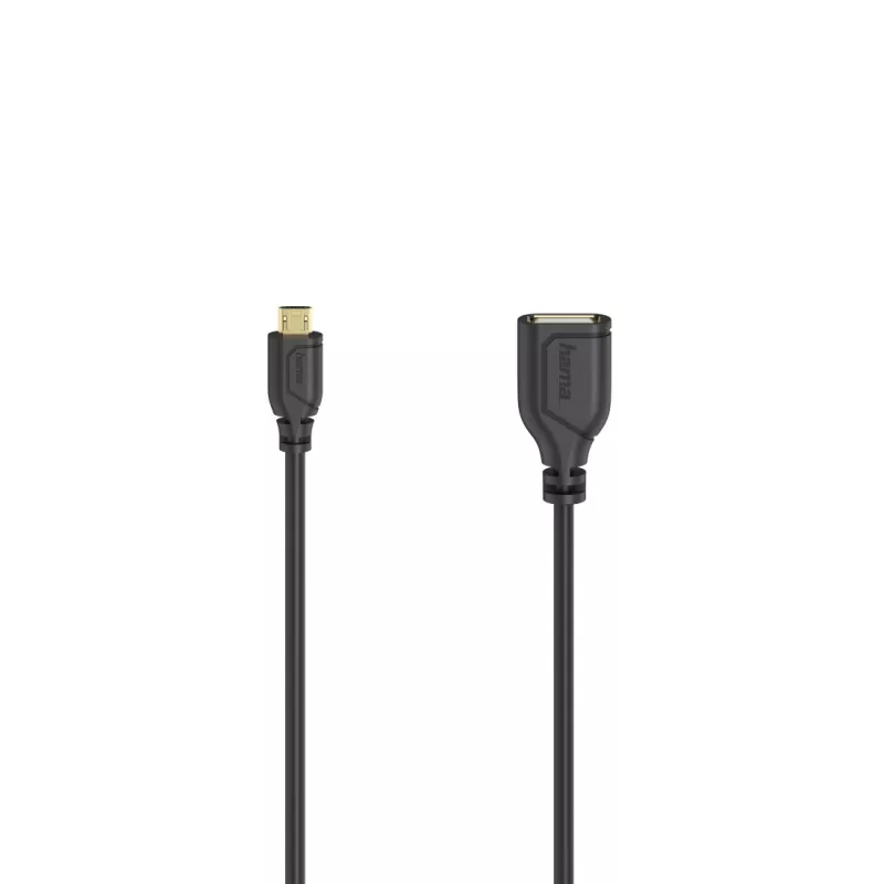 Hama Flexi-schlank cable USB USB 2.0 0,15 m Micro-USB A USB A negro