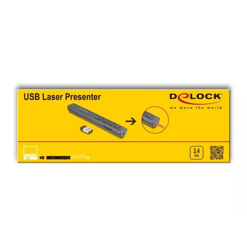 DeLOCK presentador láser USB inalámbrico USB RF mando a distancia puntero láser rojo