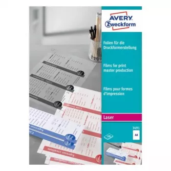 Transparencia para impresora láser A4 Avery 3491