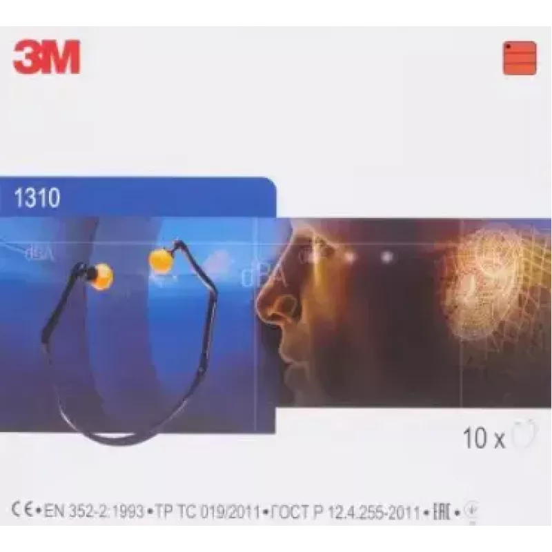3M 1310 protector auditivo con arco, arco azul, tapones naranjas